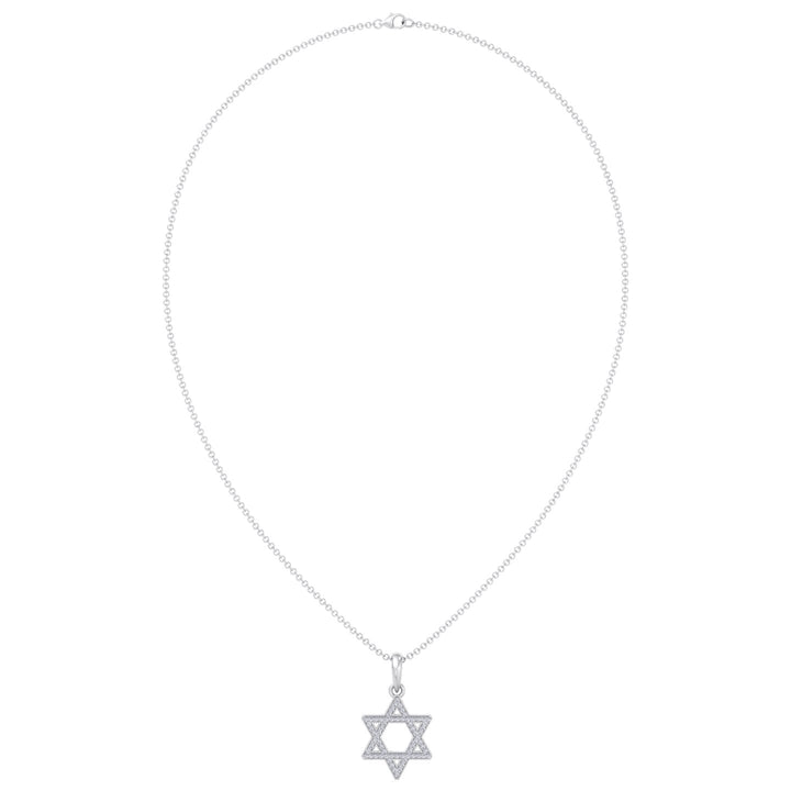 .35CT Star Of David Pendant Natural Diamond Pendant Necklace