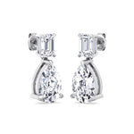 Emerald and Pear Shape Natural Diamond Drop Earrings White Gold 14K 18K