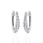 Graduated Round Shape Natural Diamond Huggie Hoop Earrings White Gold