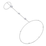 Bezel Set Natural Diamond Hand Ring Chain White 14K