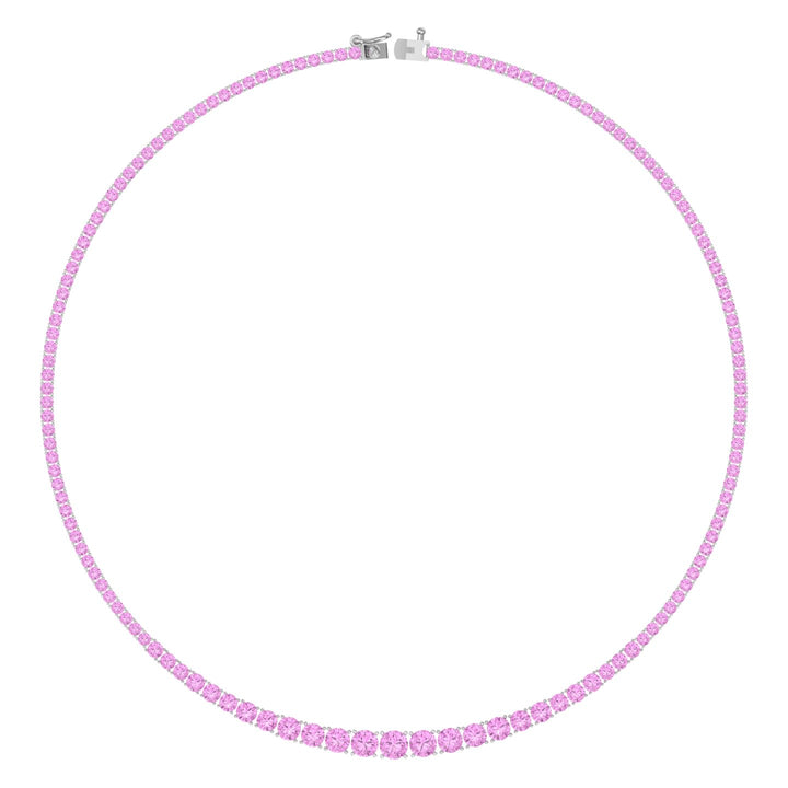 Soleil - 13CT T.W Riviera Graduated Pink Sapphire Tennis Necklace