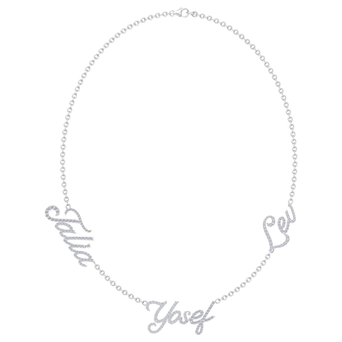1.50CT T.W. Custom 3 Name Diamond Necklace - Gem Jewelers Co