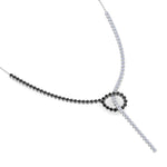 Black and White Natural Diamond Lariat Necklace White Gold 14K 18K