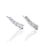 Graduated Round Shape Natural Diamond Cuff Earrings White Gold