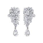 Cluster Marquise and Pear Shape Natural Diamond Drop Earrings White Gold 14K 18K