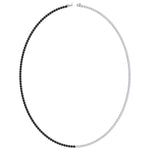 Natural Half Black and White Diamond Tennis Necklace White Gold