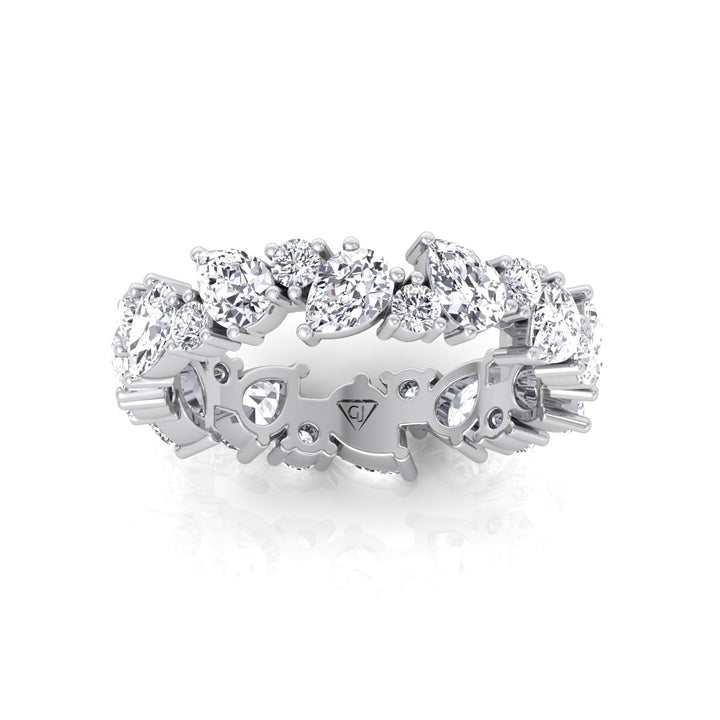 Pear & Round Shape Natural Diamond Cluster Eternity Band