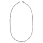 Double Setting Natural Diamond Tennis Necklace (3-Prong & 4-Prong) in 14K Solid Gold White single latch clasp