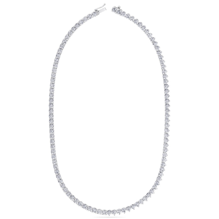 Double Setting Natural Diamond Tennis Necklace (3-Prong & 4-Prong) in 14K Solid Gold White single latch clasp