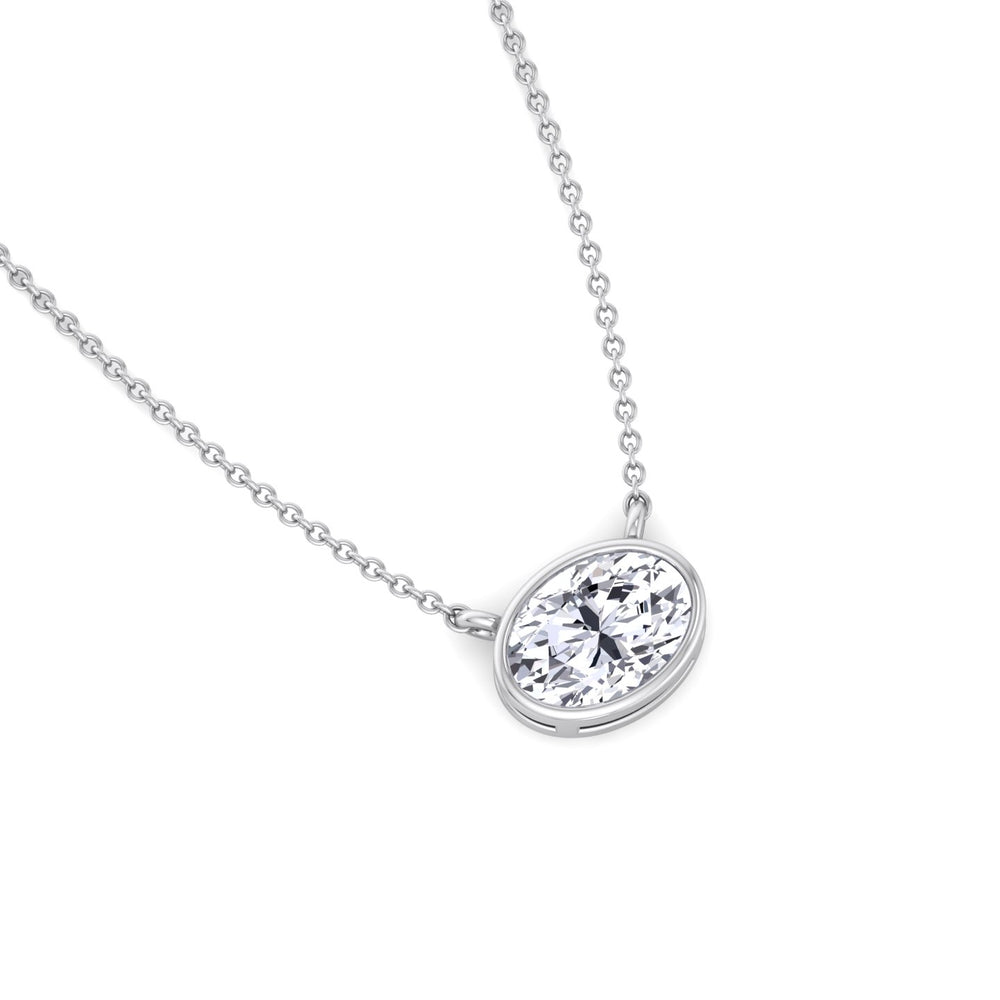 Lia - Bezel Set Oval Shape Diamond Pendant - Gem Jewelers Co