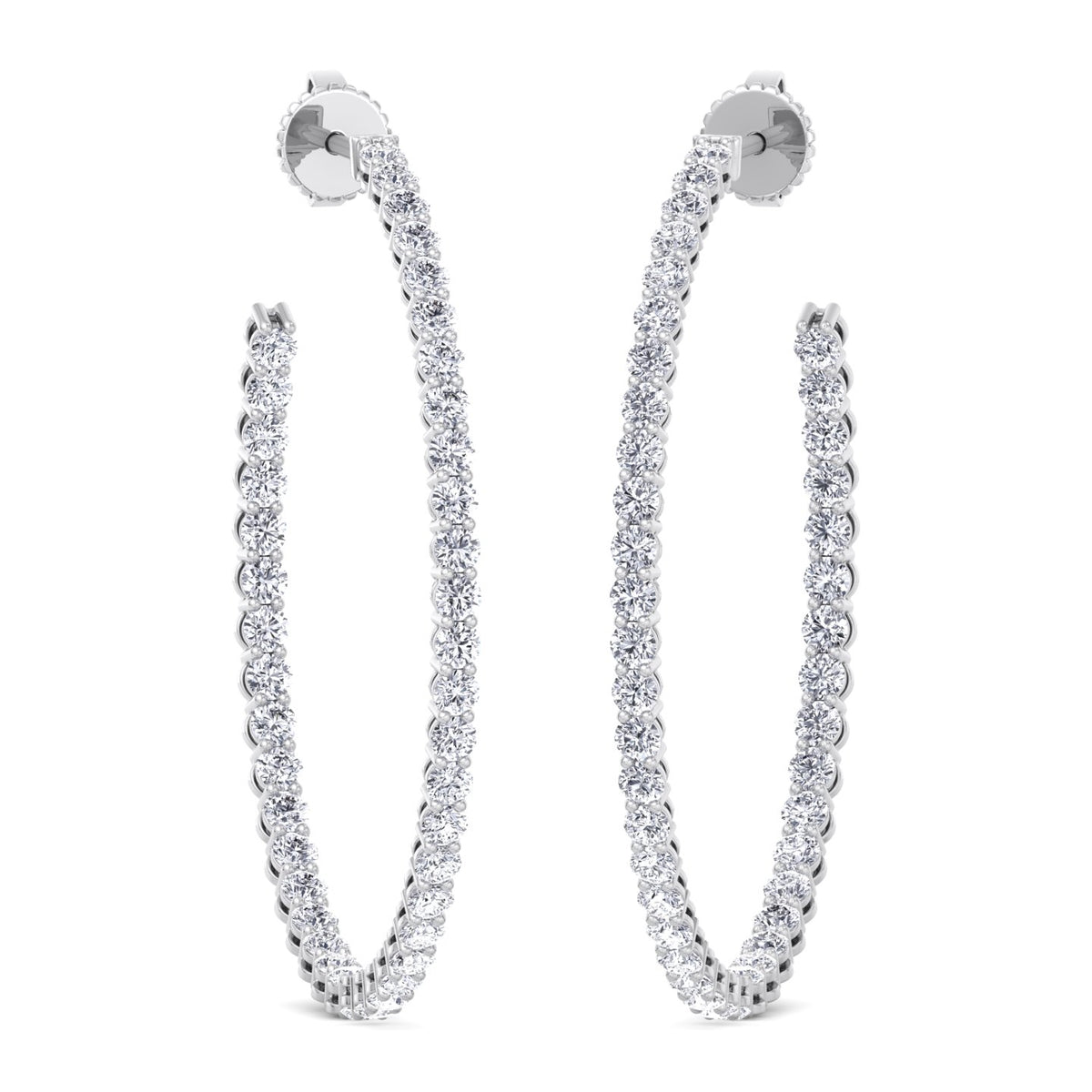 Clara - 6.2CT Round Diamond Inside Out Hoops - Gem Jewelers Co