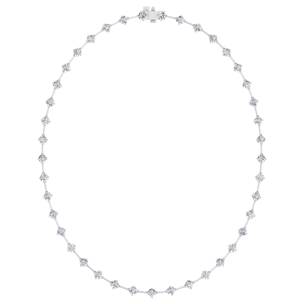 4-Prong Round Natural Diamond Bar Necklace White Gold 14K 18K