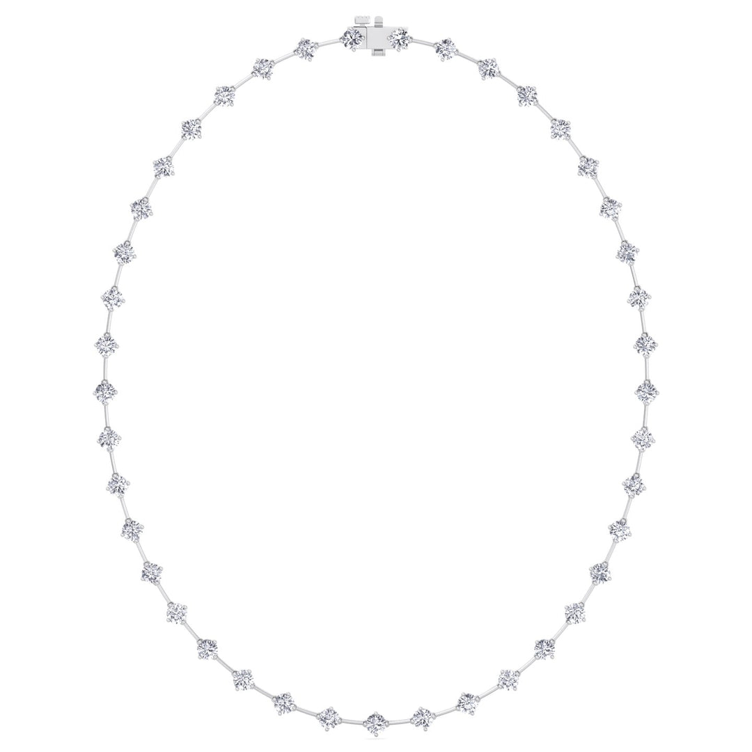 4-Prong Round Natural Diamond Bar Necklace White Gold 14K 18K