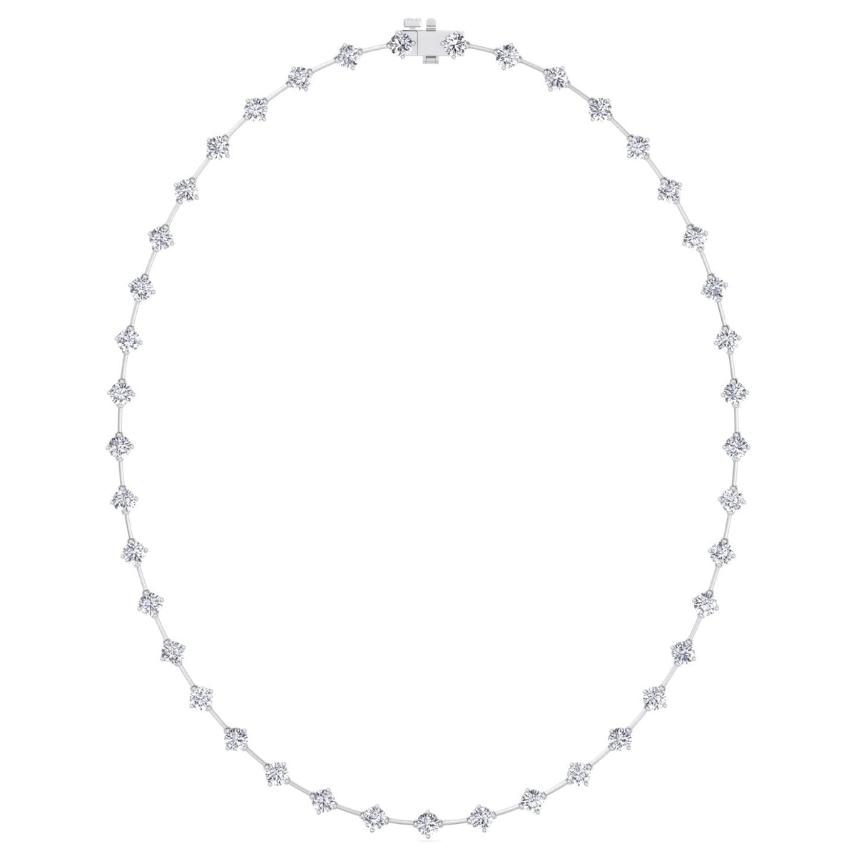 4-Prong Round Natural Diamond Bar Necklace White Gold 14K 18K