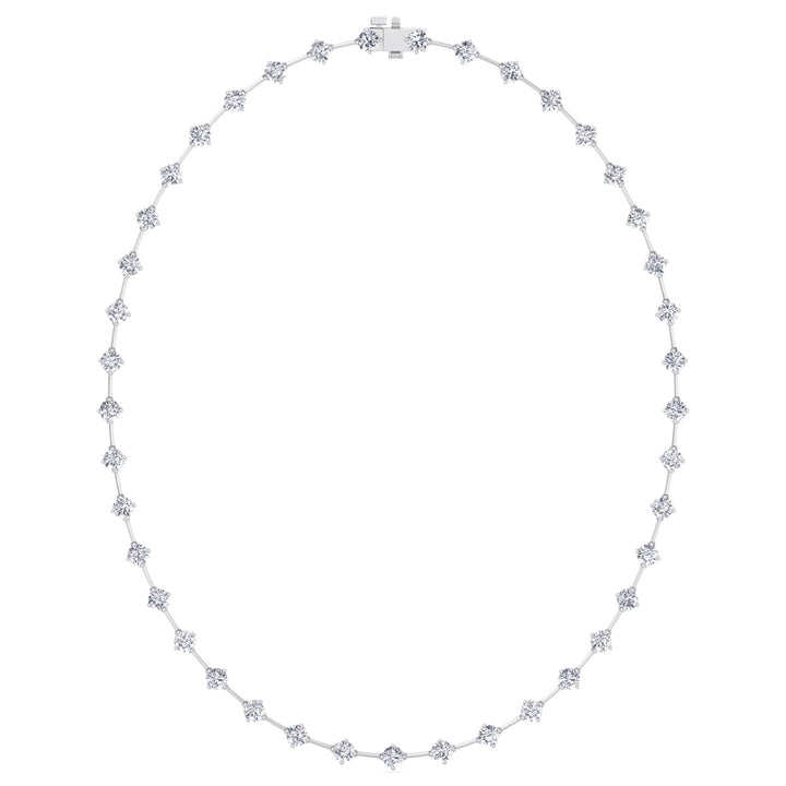 4-Prong Round Natural Diamond Bar Necklace White Gold 14K 18K