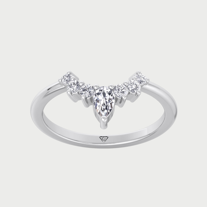 WG Pear Shape Natural Diamond Curved Tiara Engagement Ring