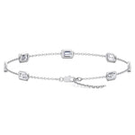 Emerald Shape Natural Diamonds By The Yard Bracelet-1.10CT-14K-18K-White Gold-Lobster Clasp