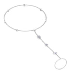 Bezel Set Natural Diamond Hand Ring Chain White Gold 