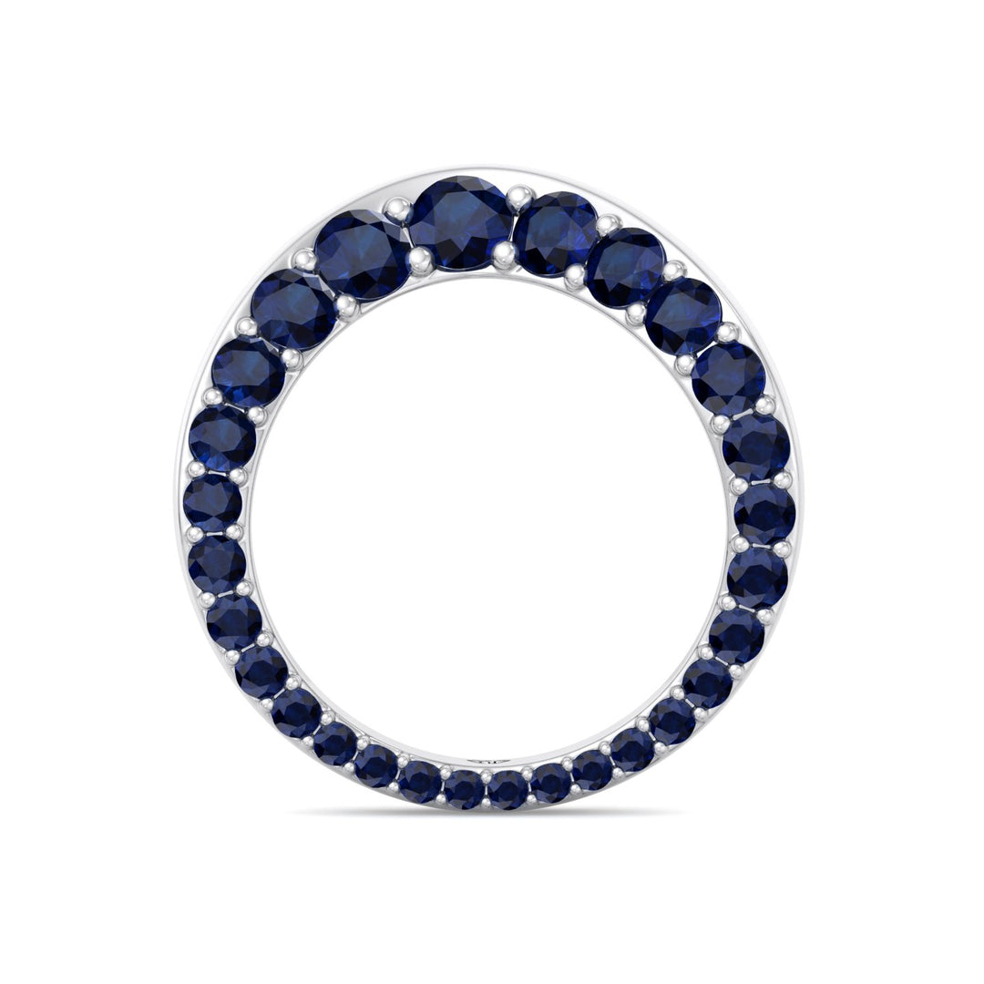 Natural Blue Sapphire Invisible Halo Eternity Band White Gold 14K