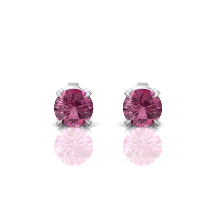 4 Prong Round Shape Natural Pink Sapphire Studs