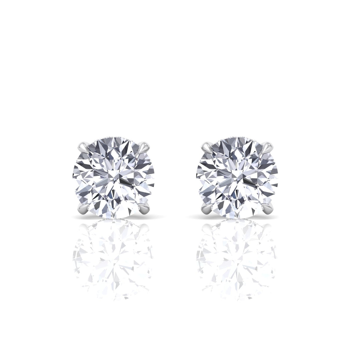 Invisible Halo Natural Diamond Studs-0.5CT-1CT-1.5CT-2CT-3CT-4CT-White Gold