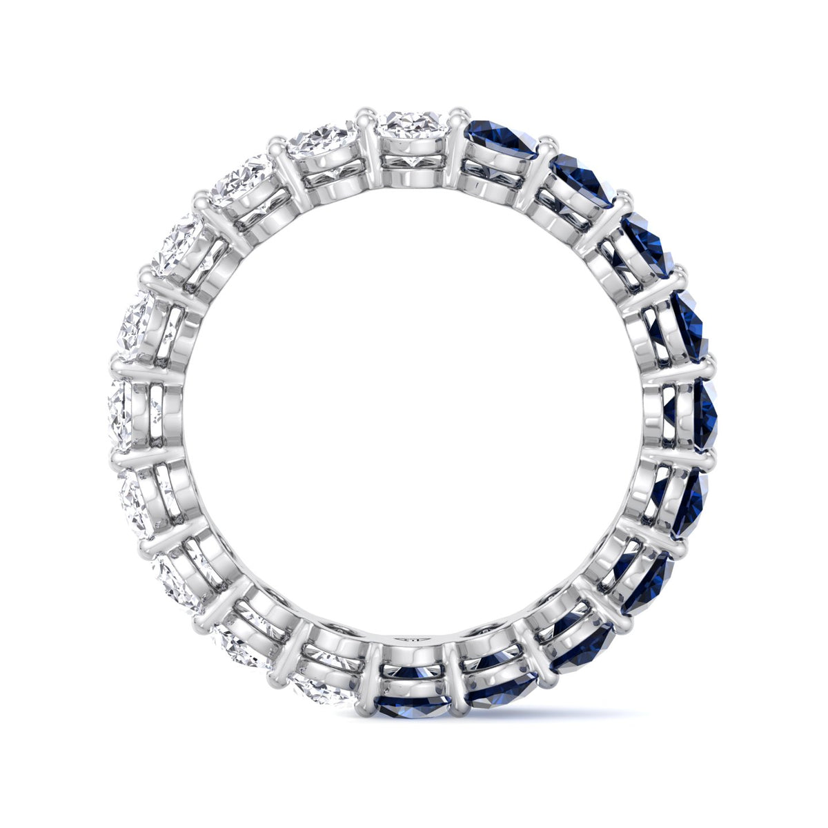 Eclair - Oval Shape Diamond and Blue Sapphire Eternity Band - Gem Jewelers Co