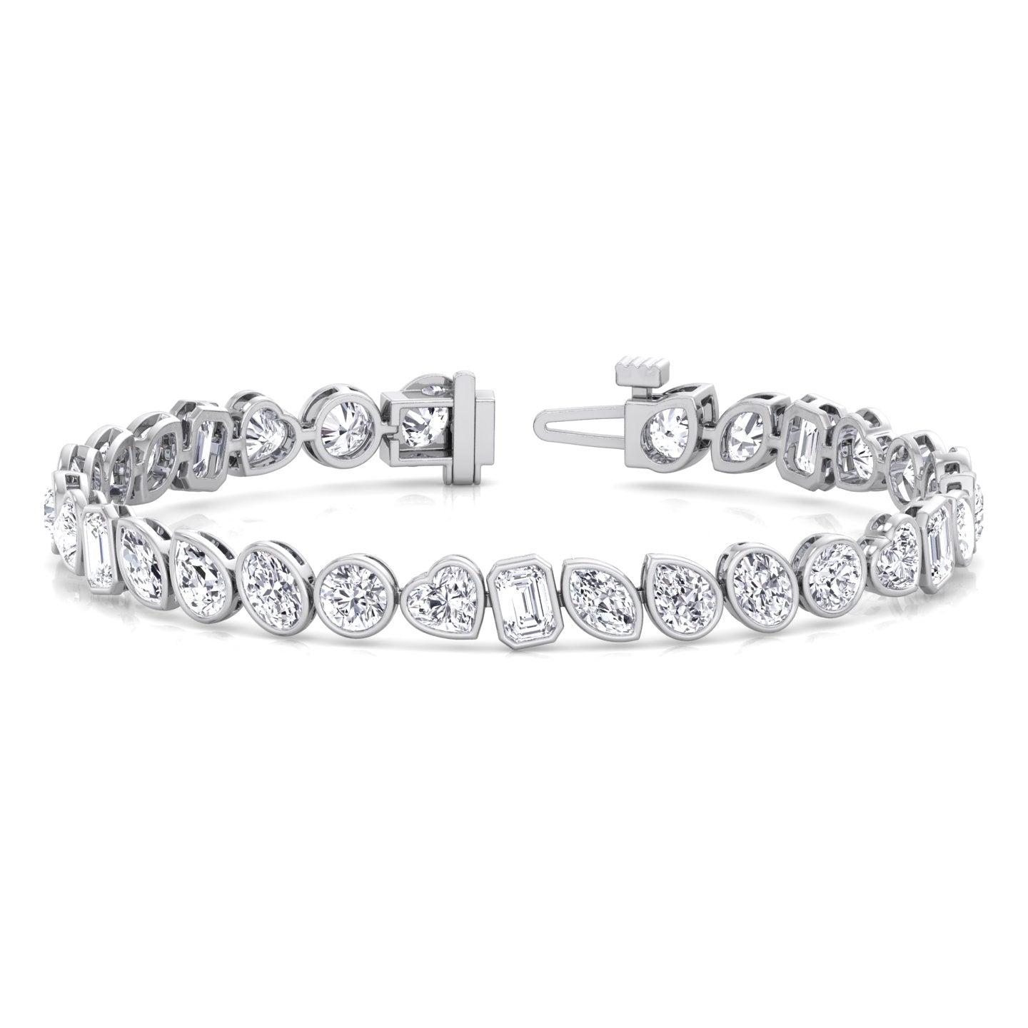 Bezel Multi Shape Natural Diamond Tennis Bracelet in Solid Gold 6CT 