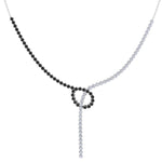 Black and White Natural Diamond Lariat Necklace White Gold 18K