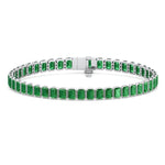 Bezel Set Emerald Cut Natural Green Emerald Tennis Bracelet White Gold 14K 18K