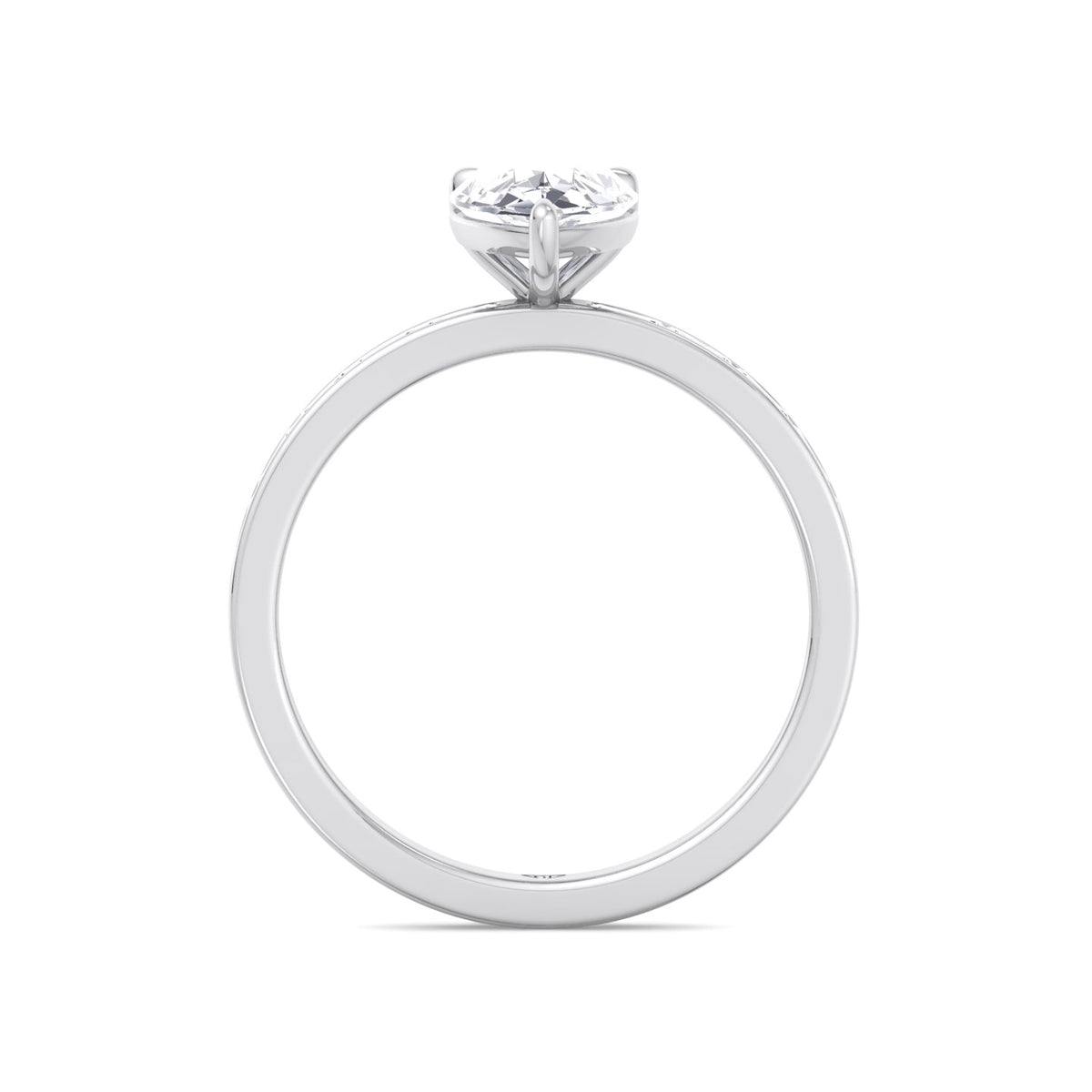 Gina - Pear Shape Diamond Engagement Ring with Baguette Shape Channel Set Side Stone Band - Gem Jewelers Co