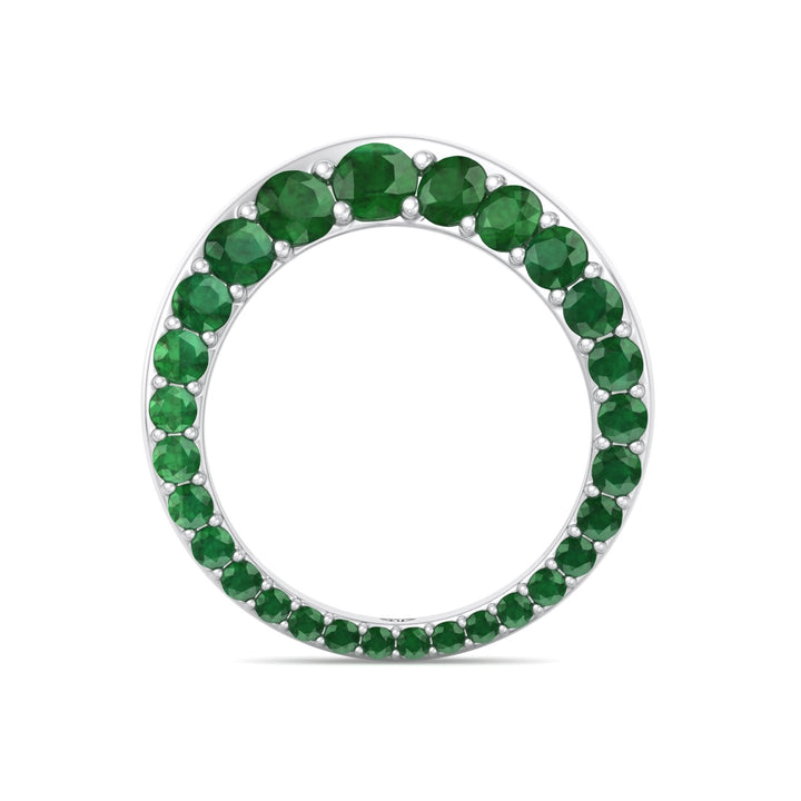 Natural Green Emerald Invisible Halo Eternity Band White Gold 18K