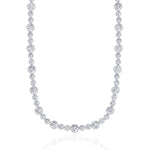 Alternating Size Bezel Set Natural Diamond Tennis Necklace White Gold 18K