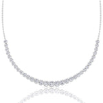 Halfway Graduated Bezel Set Natural Diamond Tennis Necklace White Gold 18K