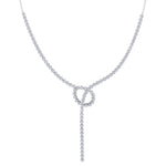 Crown Prong Knot Style Diamond Lariat Necklace White Gold 18K