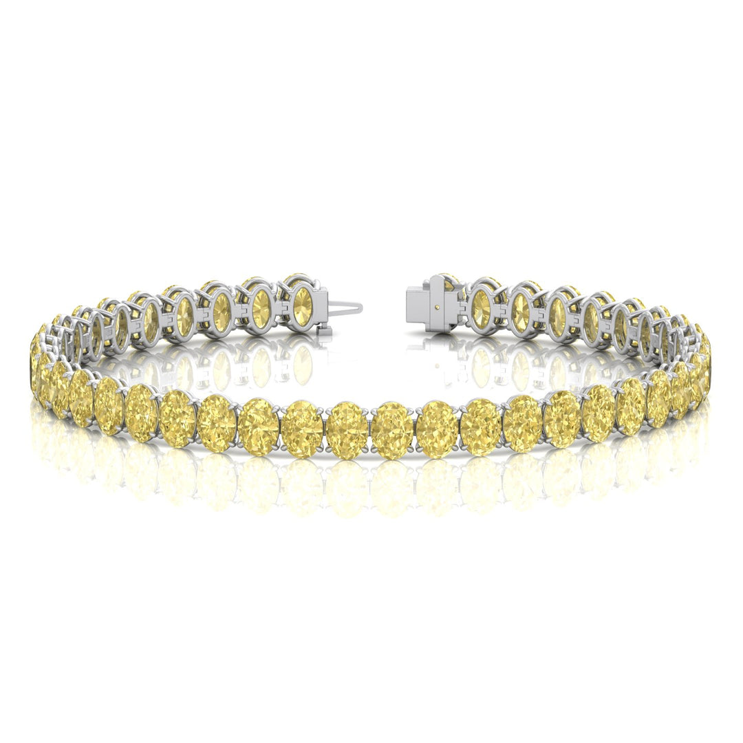 20CT Oval Shape Natural Fancy Yellow Diamond Tennis Bracelet