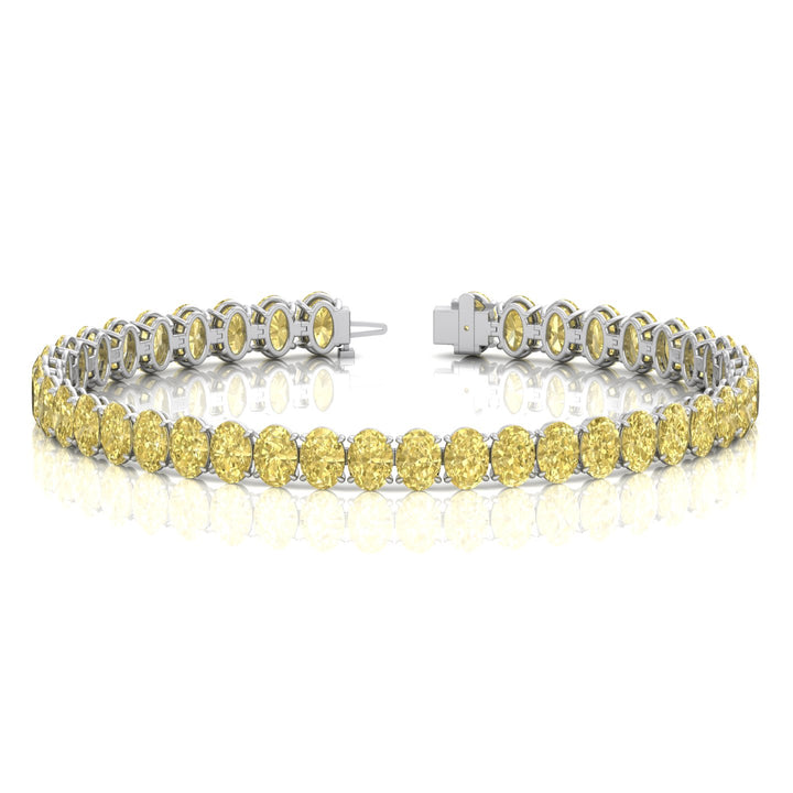 20CT Oval Shape Natural Fancy Yellow Diamond Tennis Bracelet