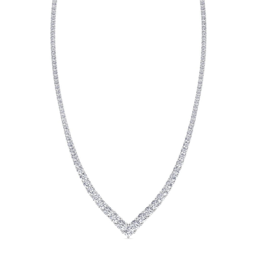 Natural Diamond V Style Chevron Tennis Necklace 14K Solid Gold