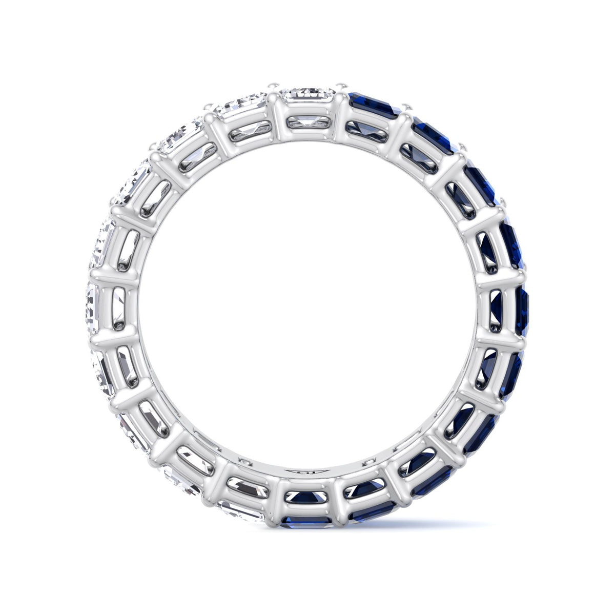 Gala - Emerald Shape Diamond and Blue Sapphire Eternity Band - Gem Jewelers Co