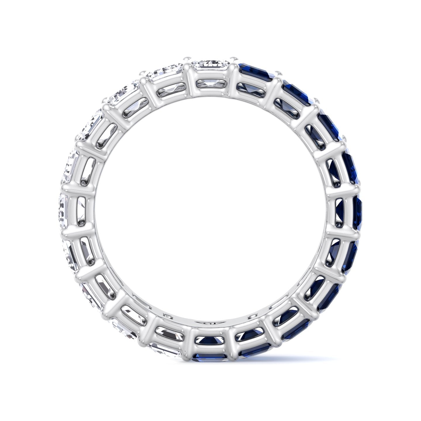 Gala - Emerald Shape Diamond and Blue Sapphire Eternity Band - Gem Jewelers Co