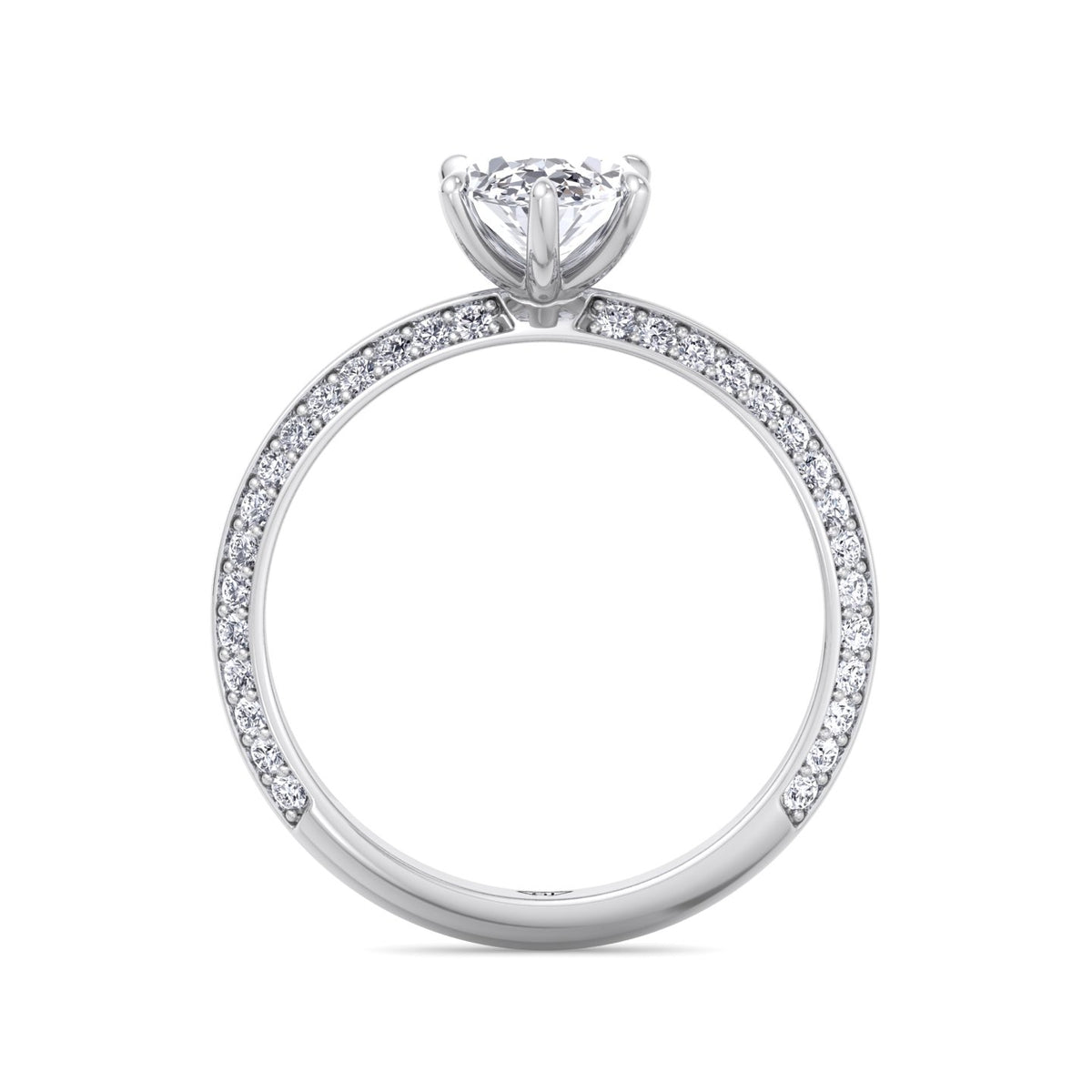 Violeza - Oval Shape Diamond Engagement Ring with Duet Pave Band - Gem Jewelers Co