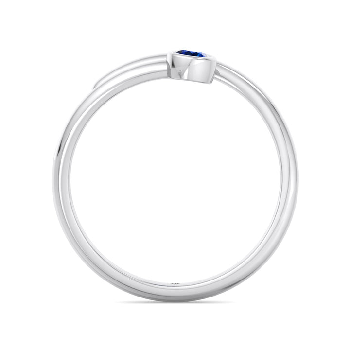 Bleu - Round Cut Blue Sapphire Bezel Set Stacking Ring