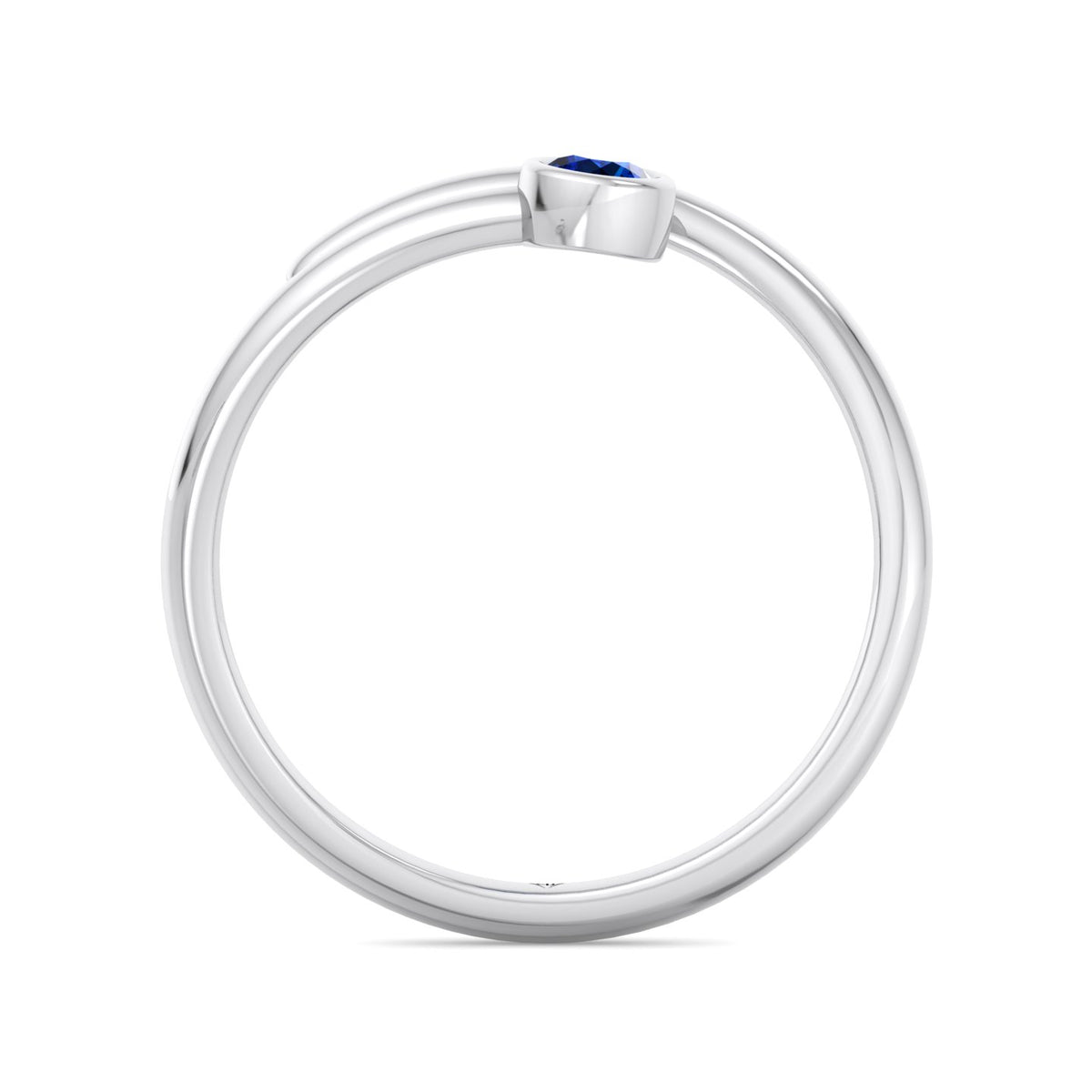 Bleu - Round Cut Blue Sapphire Bezel Set Stacking Ring - Gem Jewelers Co
