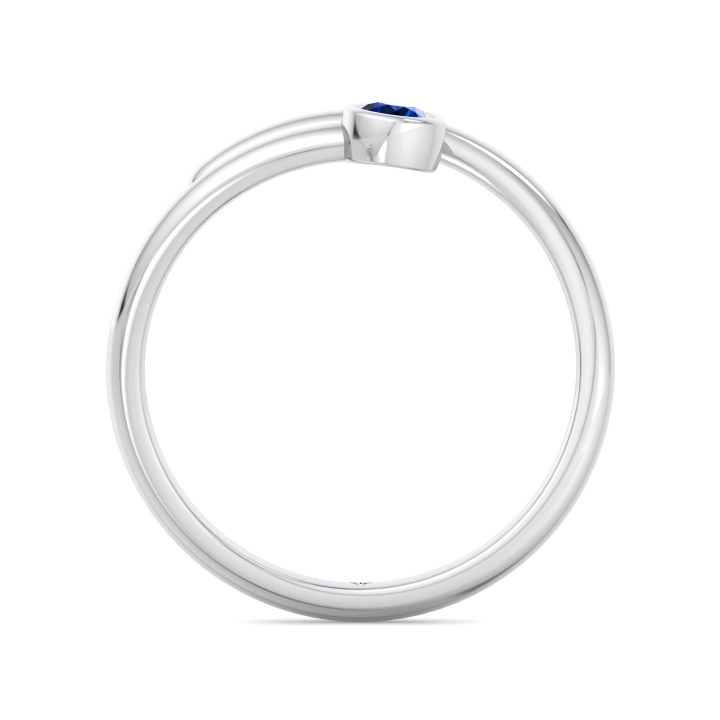 Bleu - Round Cut Blue Sapphire Bezel Set Stacking Ring - Gem Jewelers Co