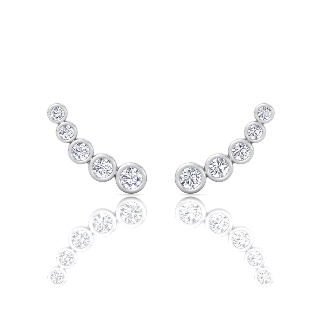 .75CT Round Shape Bezel Set Natural Diamond Cuff Earrings