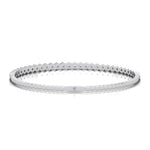 Hexagonal Bezel Set Natural Diamond Flexible Bangle White Gold