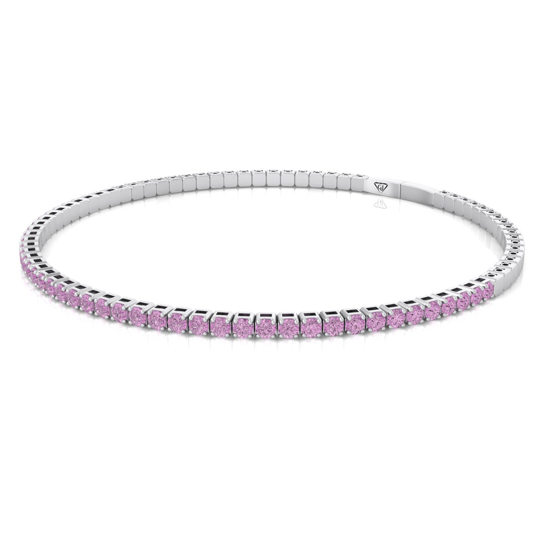 Flexible Natural Pink Sapphire Bangle 14K Solid Gold