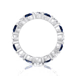 Round Alternating Natural Blue Sapphire and Diamonds Eternity Band  White Gold 