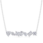 Multi Shape Natural Diamond Bar Pendant White Gold 14K