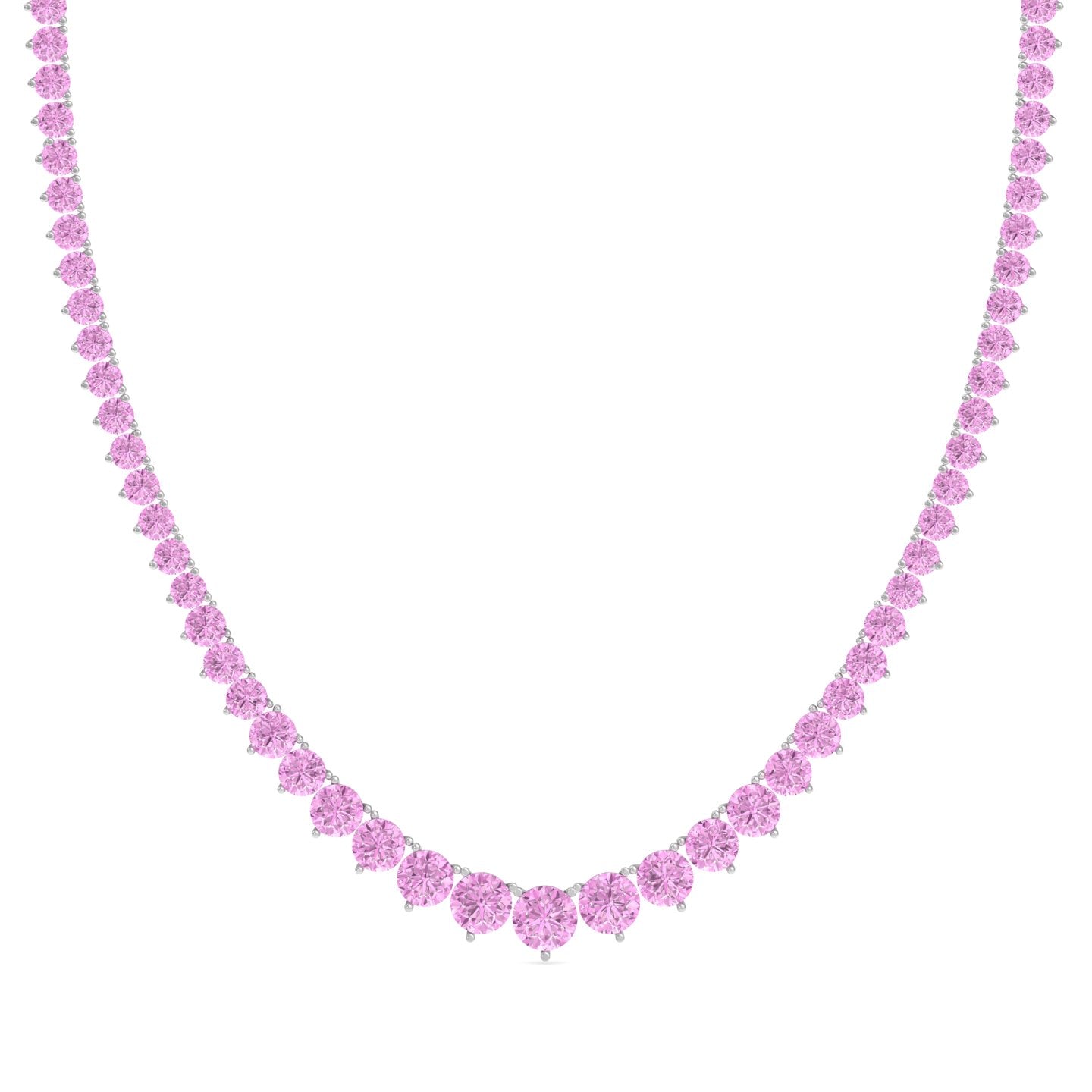 13CT Riviera Graduated Natural Pink Sapphire Necklace