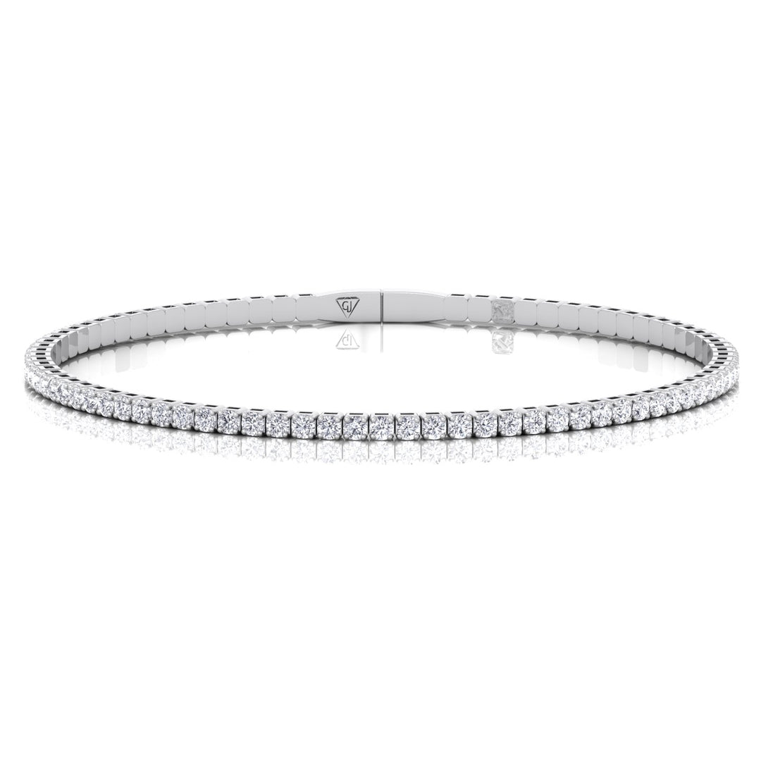 Flexible Round Natural Diamond Full Bangle in 14K Solid Gold